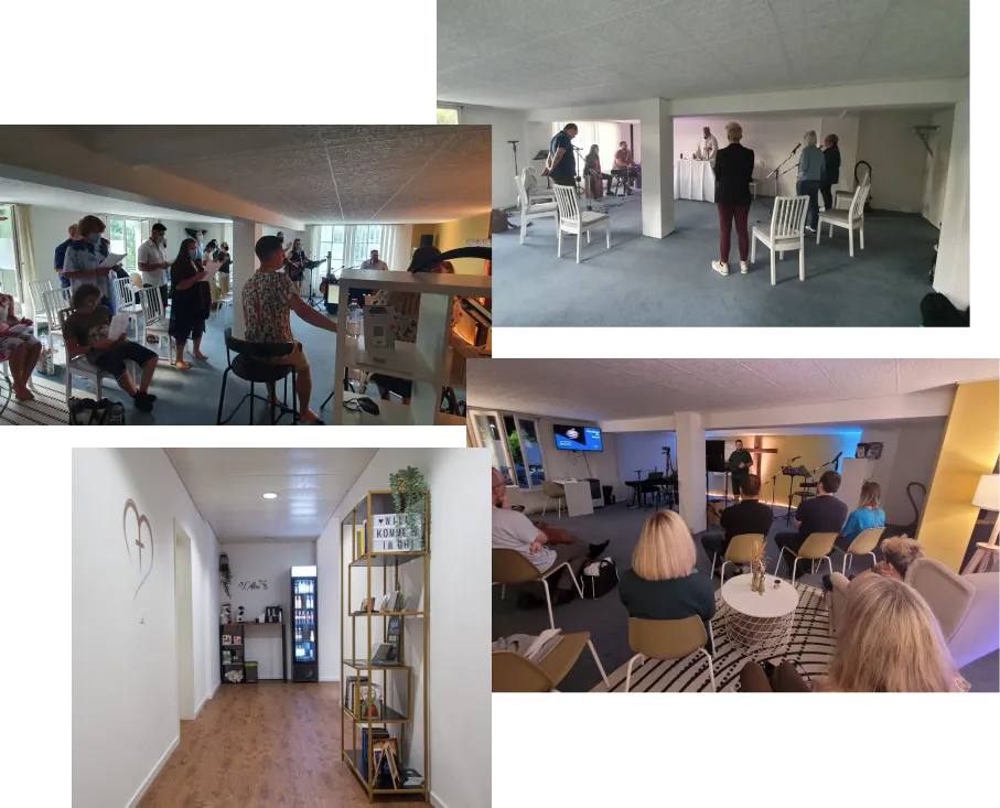 Bilder aus den Anfängen des Gebetshauses: erste Gebetsräume und Gebetszeiten